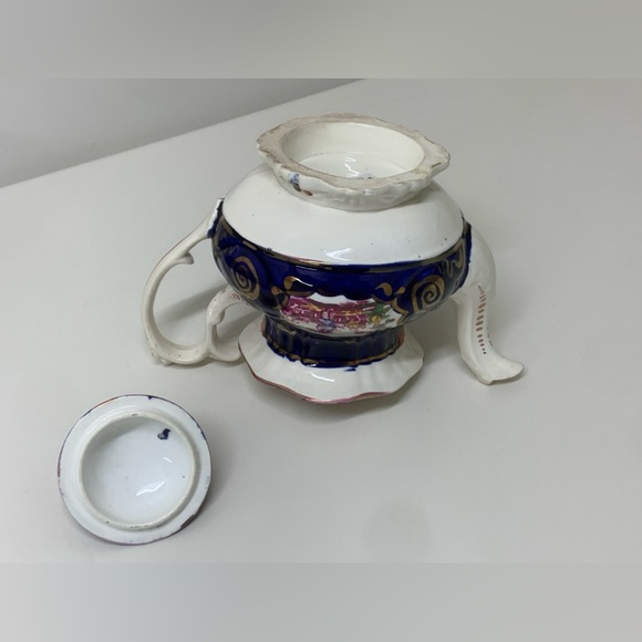 1830s Vintage Gaudy Welsh CHINOISSERIE Pattern Finial Lidded Lustre Teapot - Picture 14 of 16